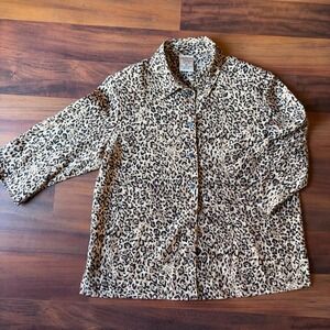 Allison Daley Petites Leopard Print Button Up Shirt 10P‎